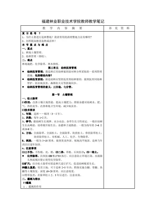第3单元幼林抚育管理_森林营造技术