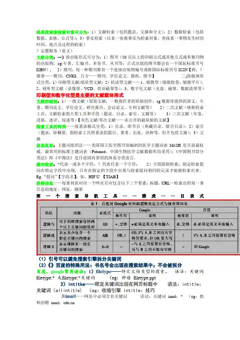 信息检索按检索对象可分为