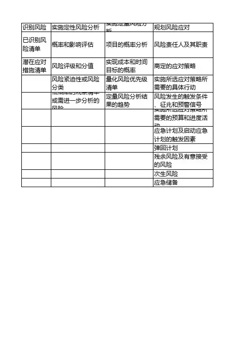 风险登记册进程表