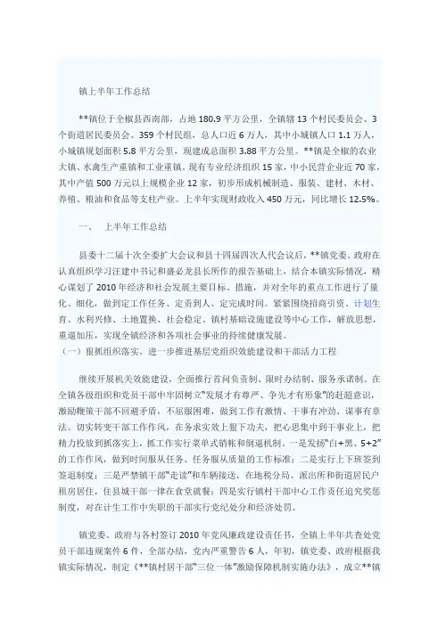 镇上半年工作总结
