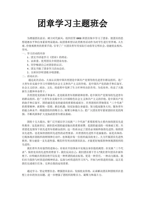 团章学习主题班会