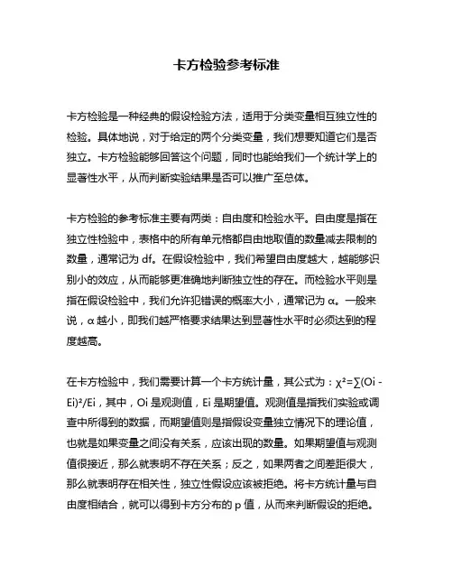 卡方检验参考标准
