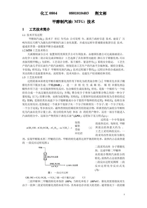 甲醇制汽油(MTG)