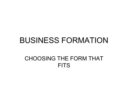 BUSINESS FORMATION
