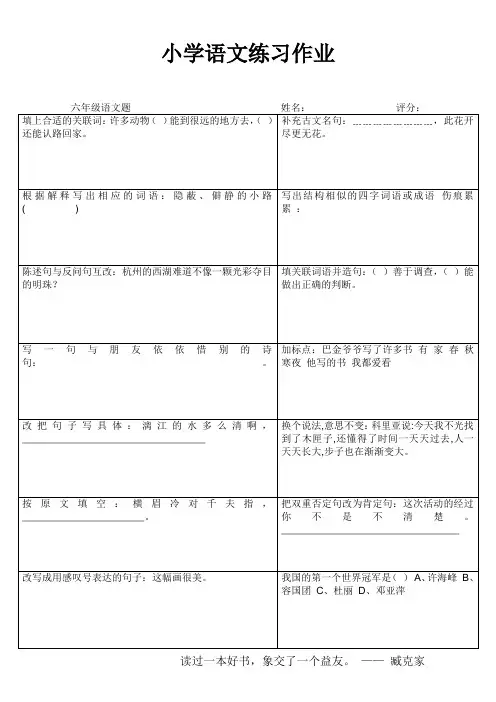 小学六年级语文期末冲刺训练1000题 (546)