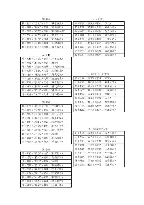 苏教版二年级上册生字扩词大全