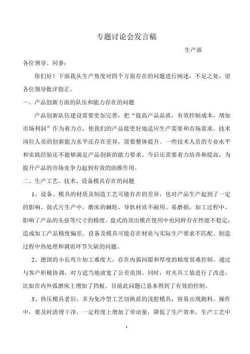 专题讨论会发言稿