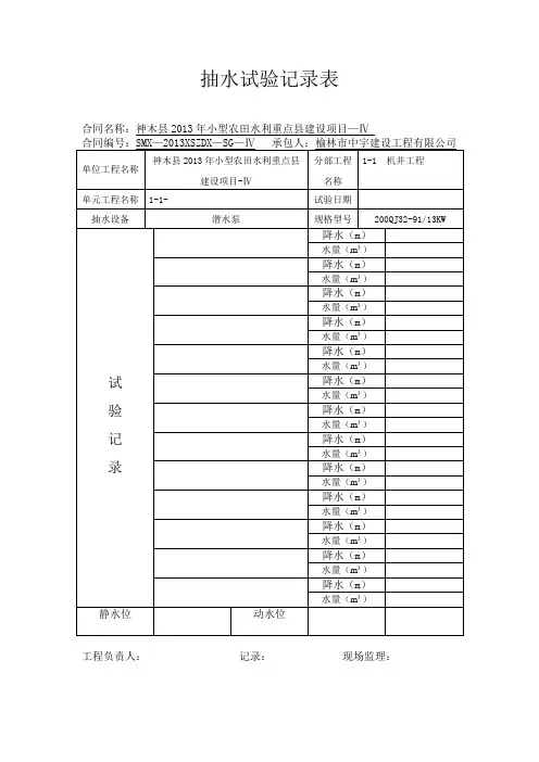 抽水试验记录表