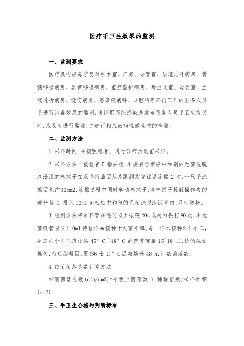 医疗手卫生效果的监测