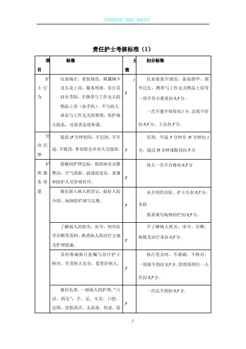 责任护士考核标准