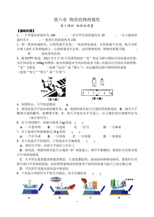 6.1物体的质量练习
