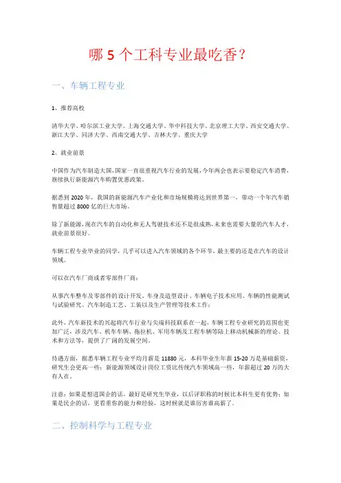最吃香的五个工科专业! 优志愿