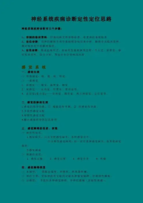 神经系统疾病诊断定性定位思路