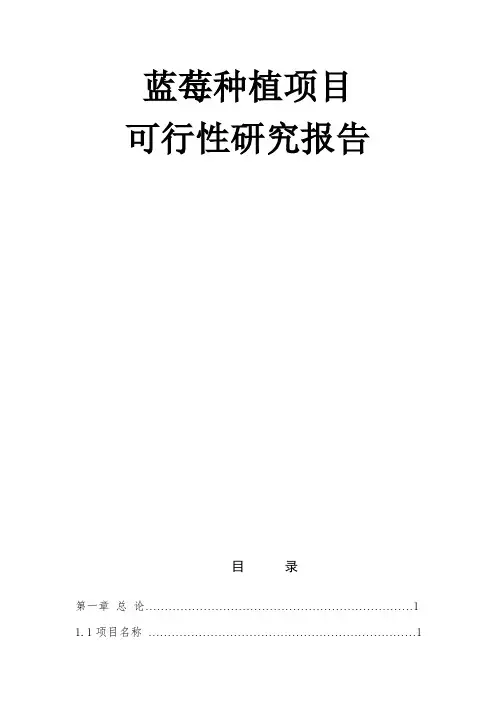 蓝莓种植基地可行性研究报告