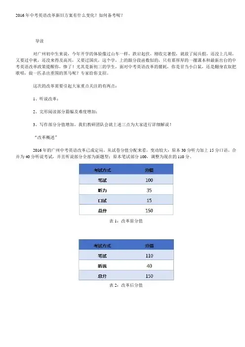 2016年中考英语改革新旧方案有什么变化