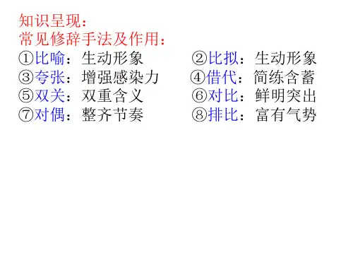 古诗鉴赏之修辞手法