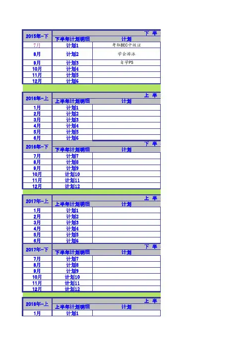 excel表格模板：个人五年计划表行程表(分年、月、日、时段做计划)