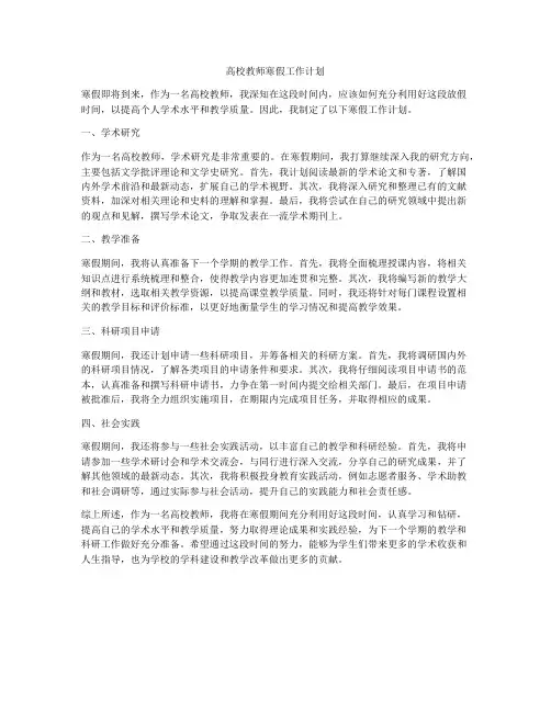 高校教师寒假工作计划