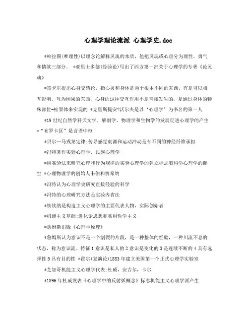 心理学理论流派心理学史
