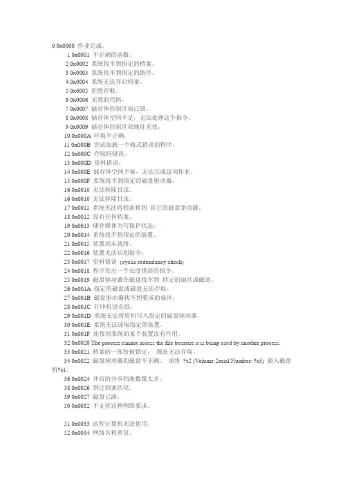 window错误代码信息