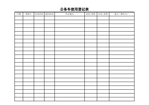 公车使用情况登记表
