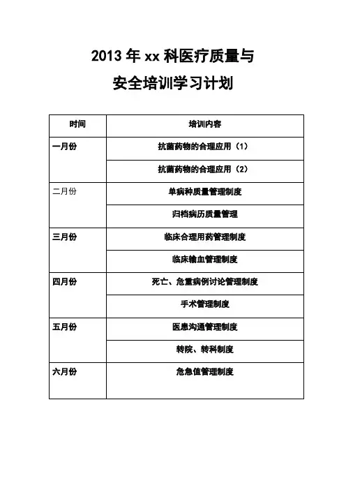 医疗质量与安全教育记录