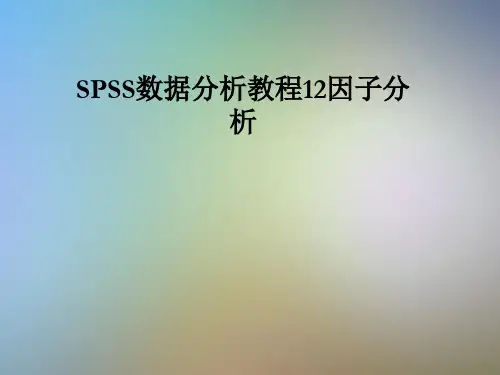 SPSS数据分析教程12因子分析
