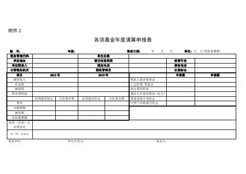 各项基金年度清算申报表