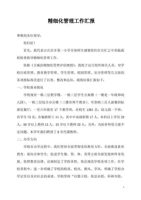 精细化管理回头看汇报材料