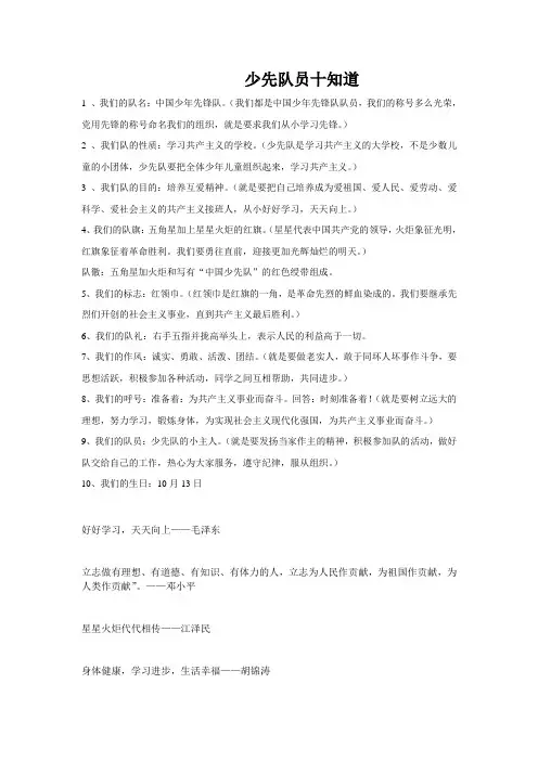 少先队员十知道
