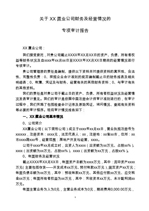房地产公司专项审计报告