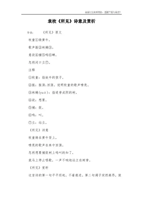 袁枚《所见》诗意及赏析