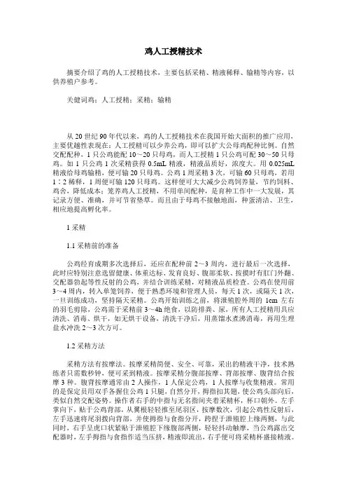 鸡人工授精技术