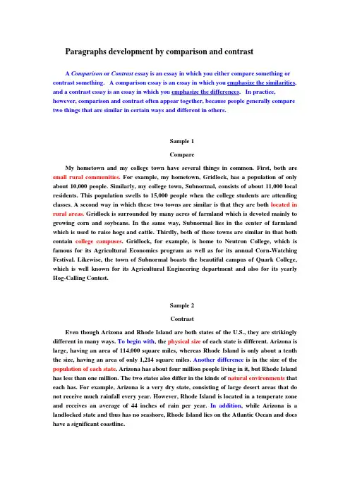 paragraphs-comparison and contrast