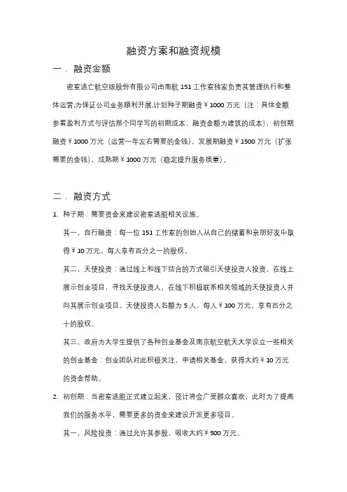 融资方案和融资规模