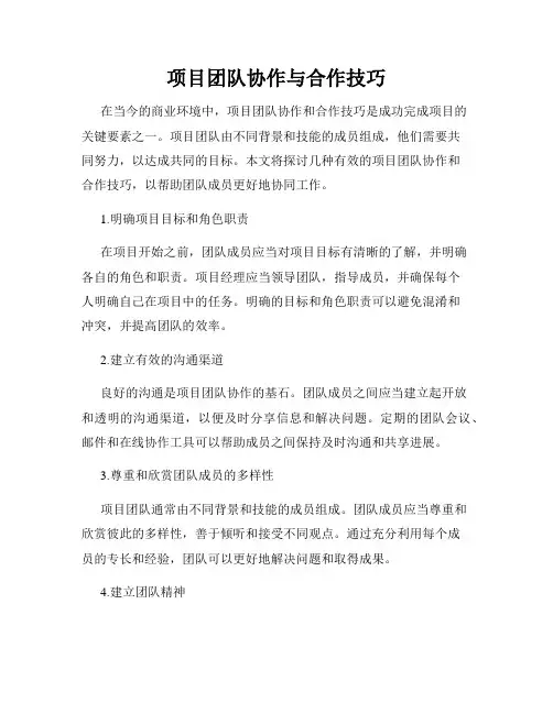 项目团队协作与合作技巧