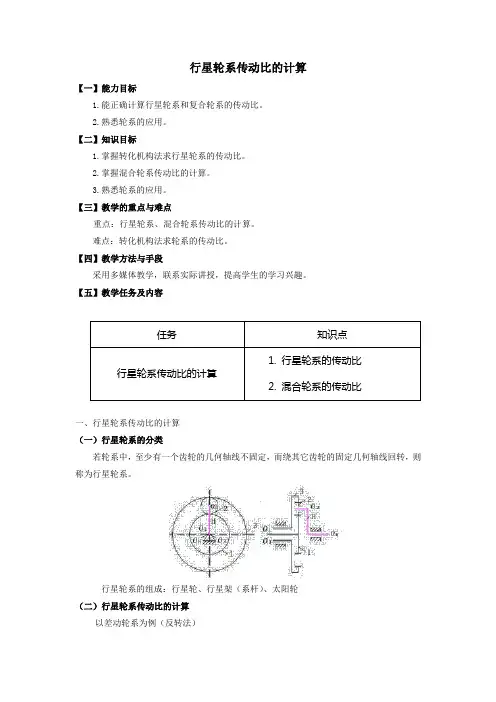 行星轮系传动比的计算