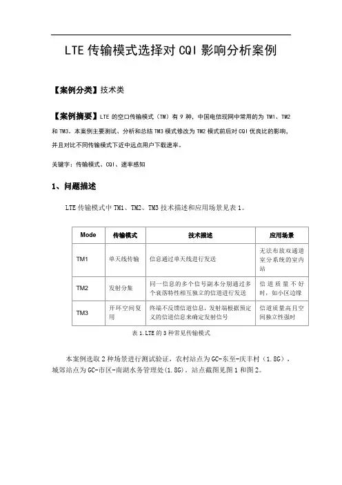 LTE传输模式选择对CQI影响分析案例