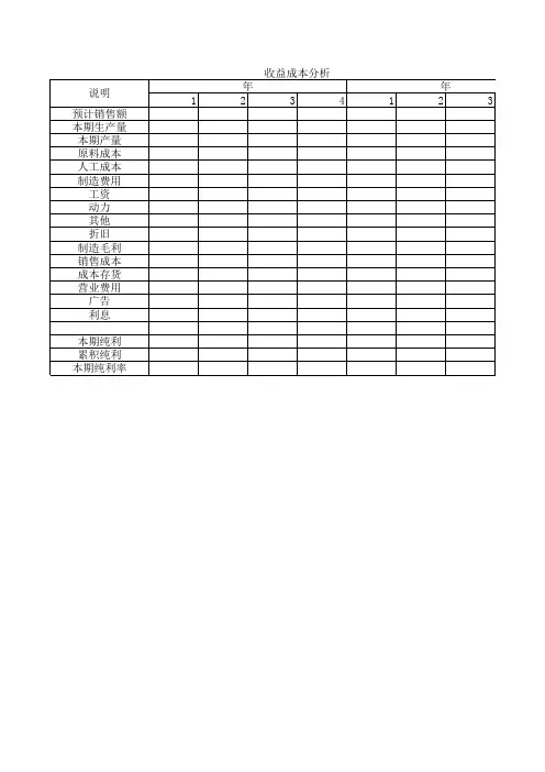 收益成本分析表