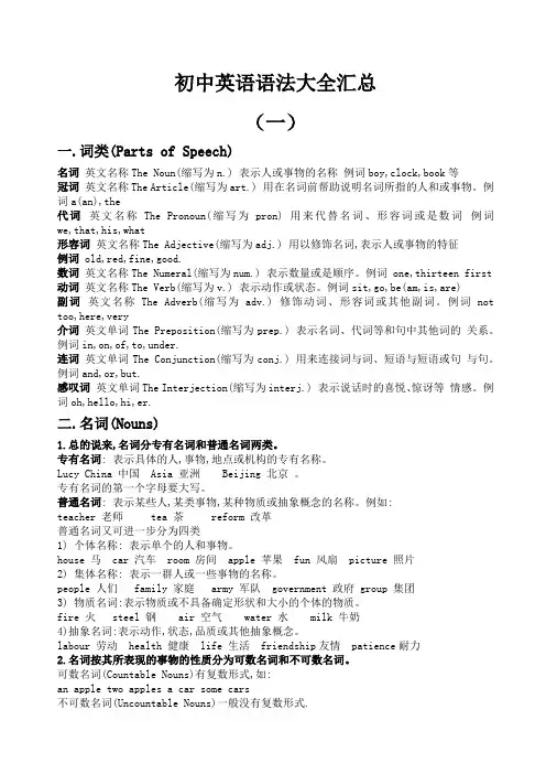初中英语语法大全汇总