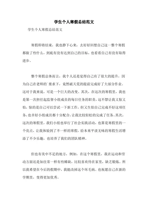 学生个人寒假总结范文