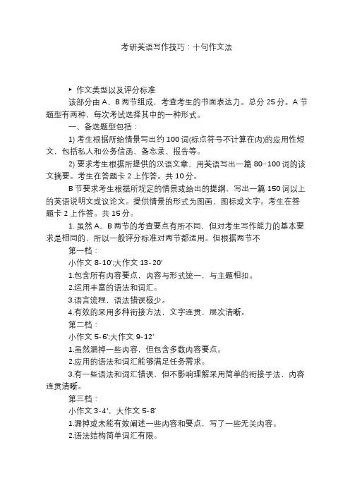 考研英语写作技巧：十句作文法