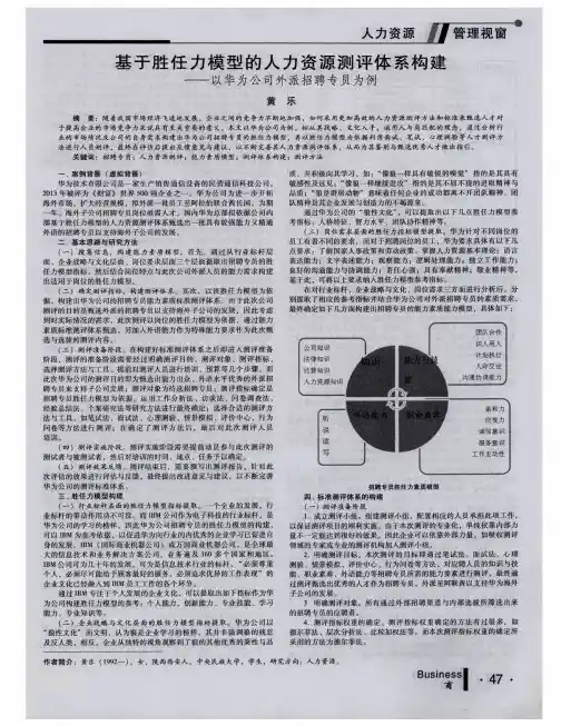 基于胜任力模型的人力资源测评体系构建——以华为公司外派招聘专员为例