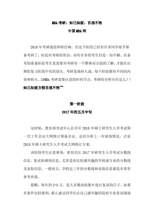 MBA考研：知己知彼方能百战不殆~