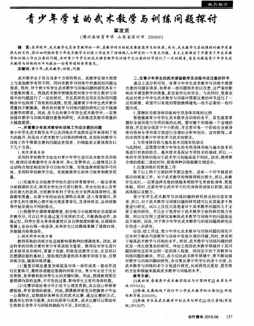 青少年学生的武术教学与训练问题探讨