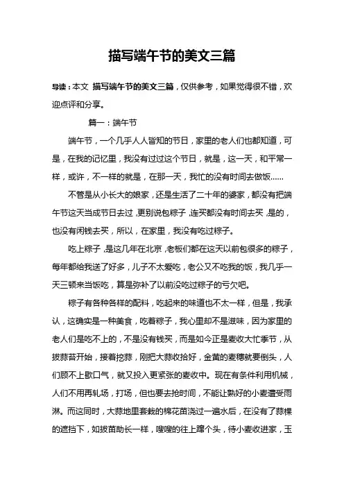 描写端午节的美文三篇