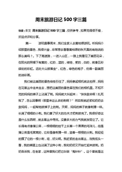 周末旅游日记500字三篇