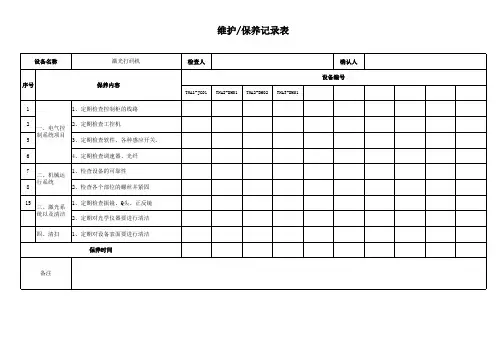 激光打码机保养记录表