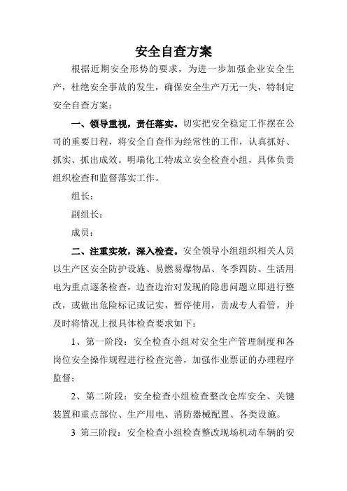 安全生产自查方案