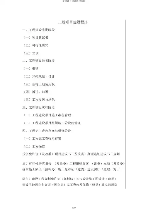 工程项目建设程序流程
